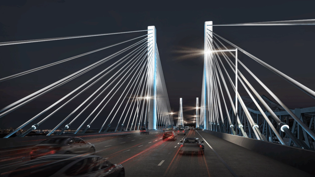 Brent Spence Bridge Suspension Rendering at Night