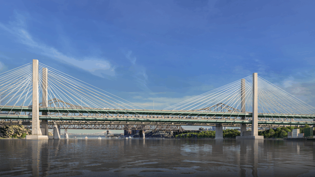 Brent Spence Bridge Suspension Rendering from Water