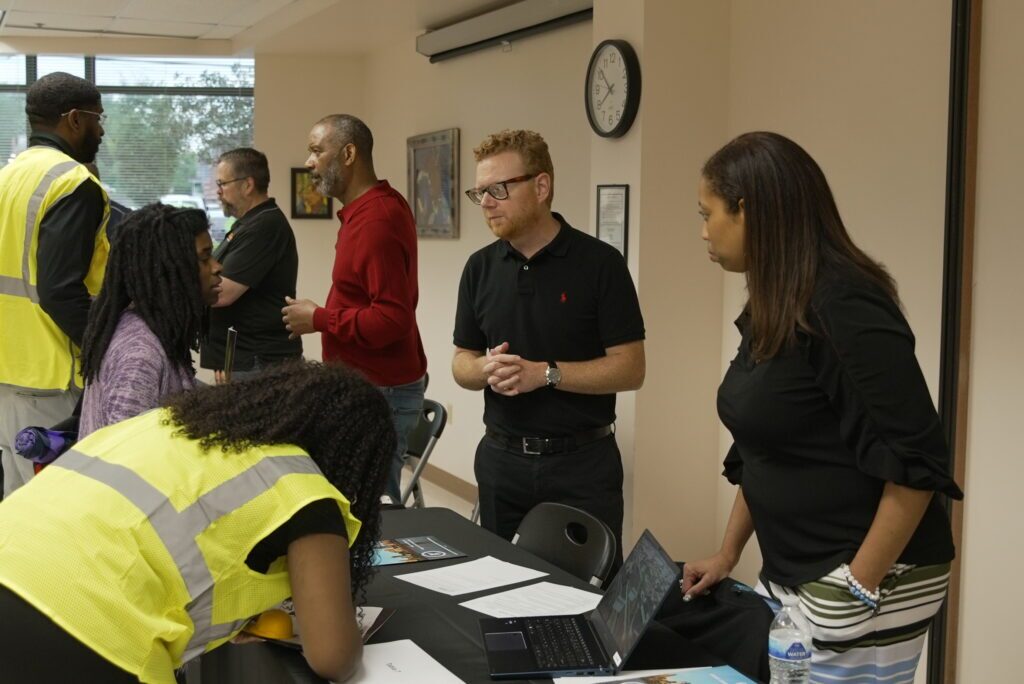 Constuction workers at a table