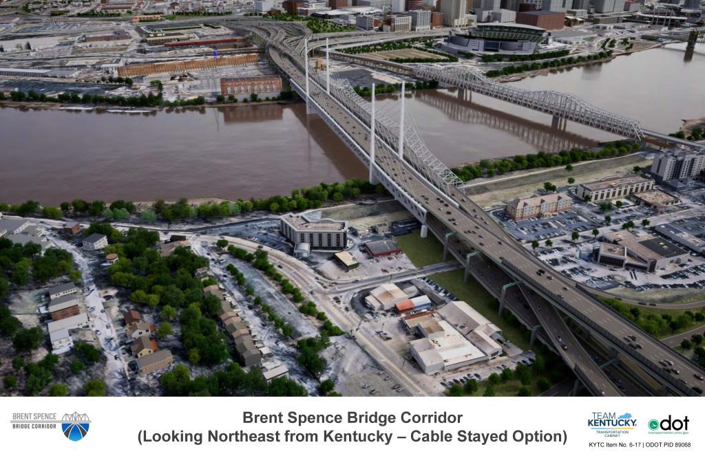 Brent Spence Bridge Corridor, Looking North from Kentucky, Cable Stayed Option