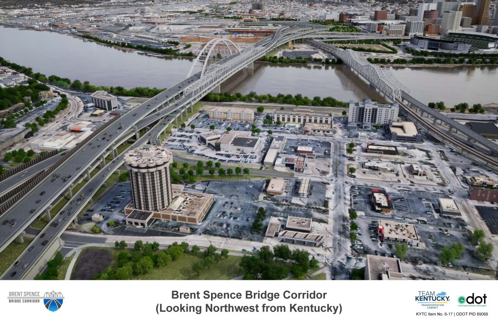 Brent Spence Bridge Corridor, Looking Northwest from Kentucky, Arch Option