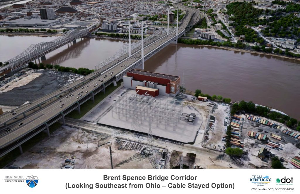 Brent Spence Bridge Corridor, Looking Southeast from Ohio, Cable Stayed Option