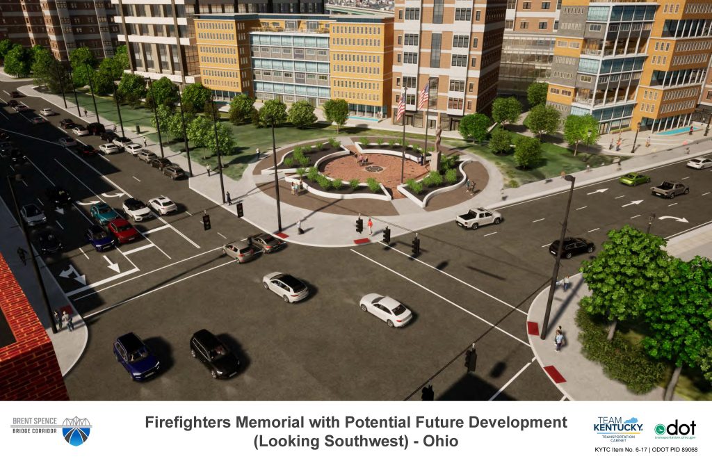 Firefighters Memorial, Looking Southwest with Potential New Development, Night View