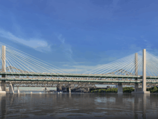 Brent Spence Bridge Suspension Rendering from Water